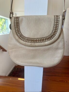 Cream Calleen Cordero Studded Leather Crossbody Bag